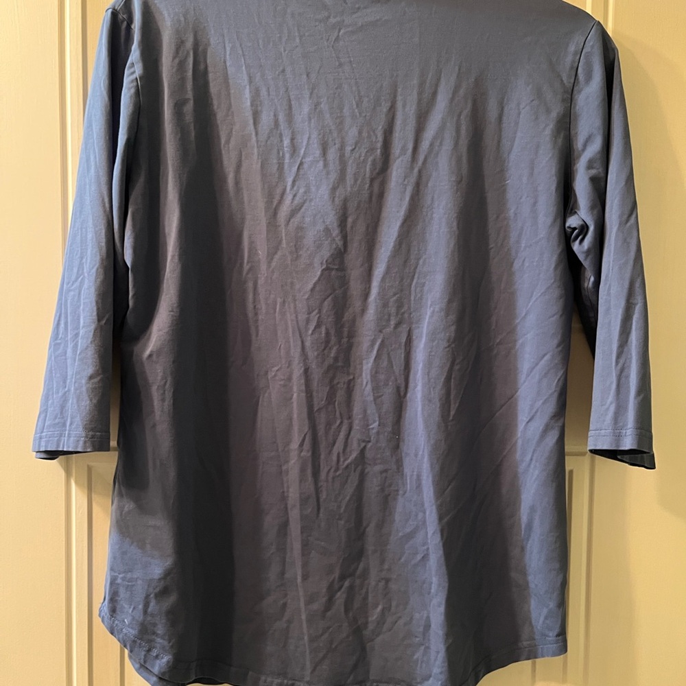 Casual Navy V-Neck Shirt for Women - Picture 2 of 4
